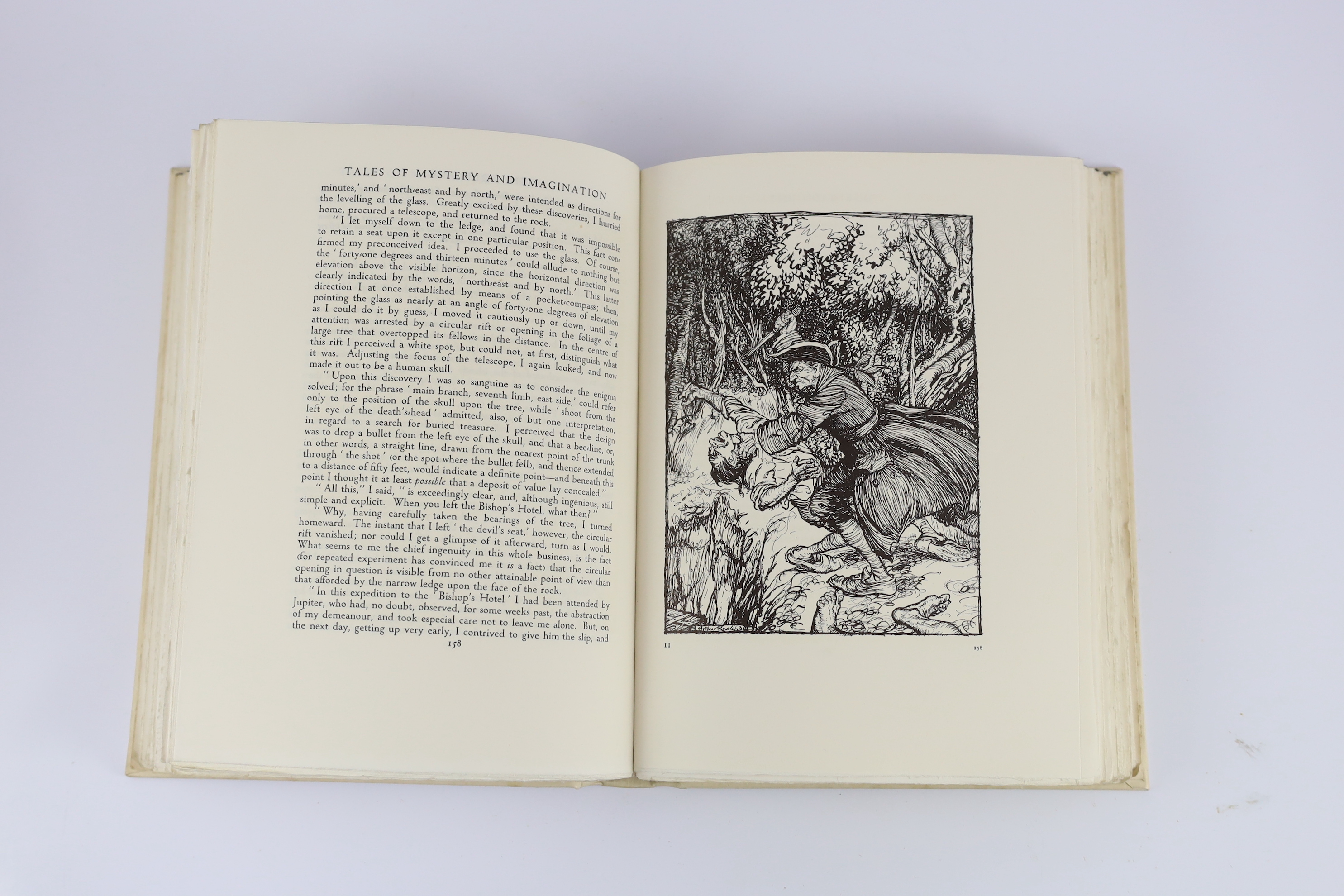 Poe, Edgar Allan - Tales of Mystery and Imagination, Illustrated by Arthur Rackham, limited edition (of 460 numbered copies, signed by the artist). coloured pictorial title, 12 coloured and mounted plates (with captioned